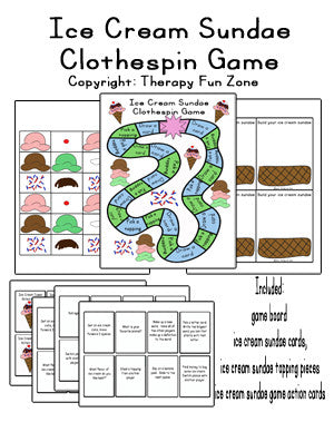 Ice Cream Sundae Clothespin Game