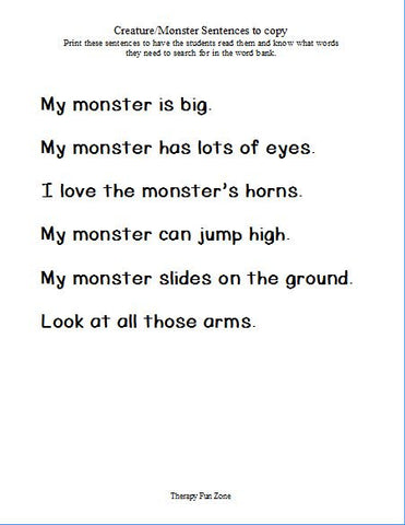 Monster Sentences to Copy