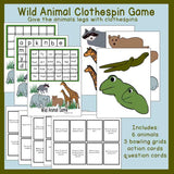 Wild Animal Clothespin Game