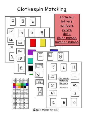 Clothespin Matching for fine motor strength