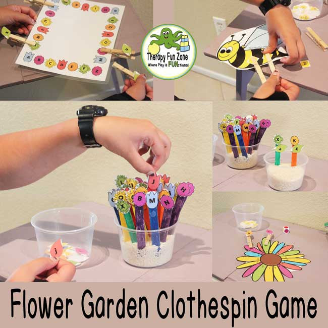Flower Garden Clothespin Game  Therapy Fun Store and TMC Adaptations
